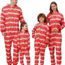 ANGELGGH Ugly Christmas Onesie Pajamas for Family, Lazy Family Matching One-Piece PJs, Holiday Sleepwear for Women Men Couple (Women, M, Red Stripe)
