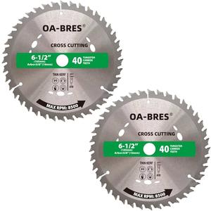 6-1/2-Inch 40-Tooth Circular Saw Blade with 5/8-Inch Arbor, TCT ATB Cross Cutting Blade for Wood Cutting (2-Pack)