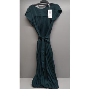 Womens Notched Neckline Ruffle Trim Smock Dress Midi Dress
 (Small, 42black)
