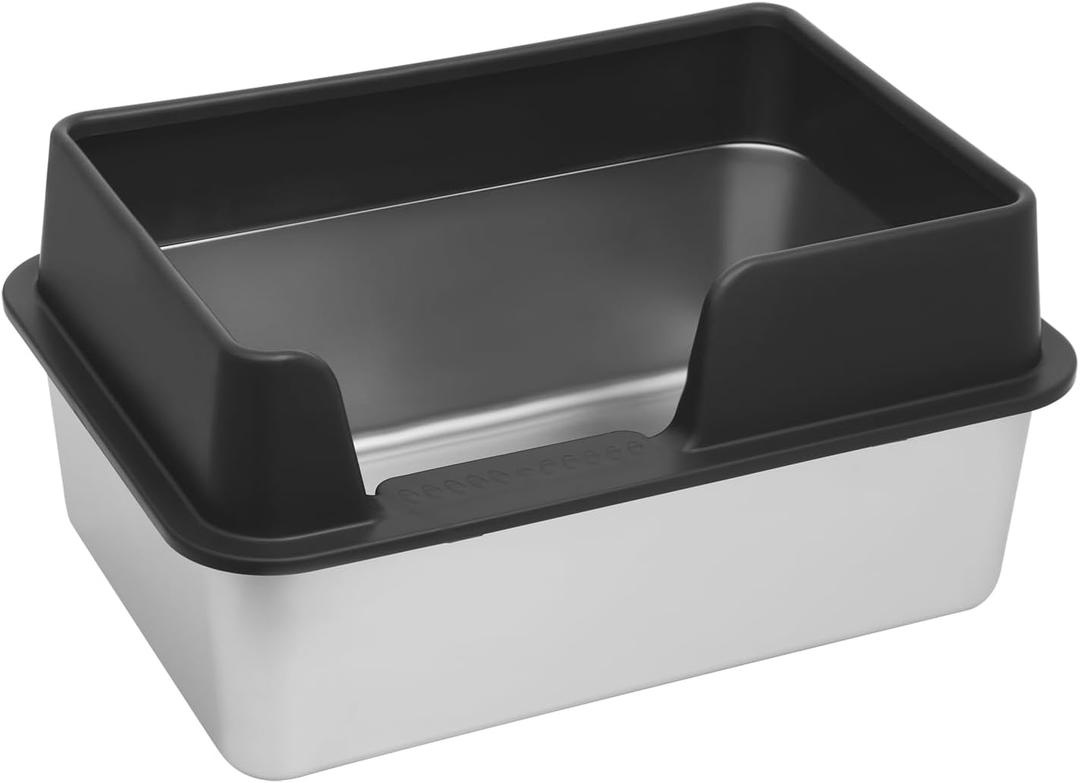 Kichwit Stainless Steel Cat Litter Box with High Sides Easy to Clean, Smooth Surface, Rust Resistant, 19.8" x 13.8" x 10" (with Lid)