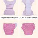Baby Cloth Diapers Washable Reusable Diapers for Baby Girls and Boys, One Size Adjustable 7 Pack with 7 Inserts and 1 Storage Bag