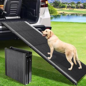 Dog Ramp for Car, 67" L x 20" W Extra Wide Folding Dog Ramp, Pet Ramp with Non-Slip Rug Surface, Dog Steps Supports Up to 250 lb, Outdoor Dog Ramp for Car, SUV, Truck