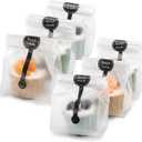 (400Pcs) 200 Pack Translucent Cellophane Bags for Bakery Party Supplies (9x3.4 Inch) - Clear Plastic Cookie Candy Wrapping Bags with 200 Handmade Stickers, Ideal for Chocolate Cake Snack Packaging