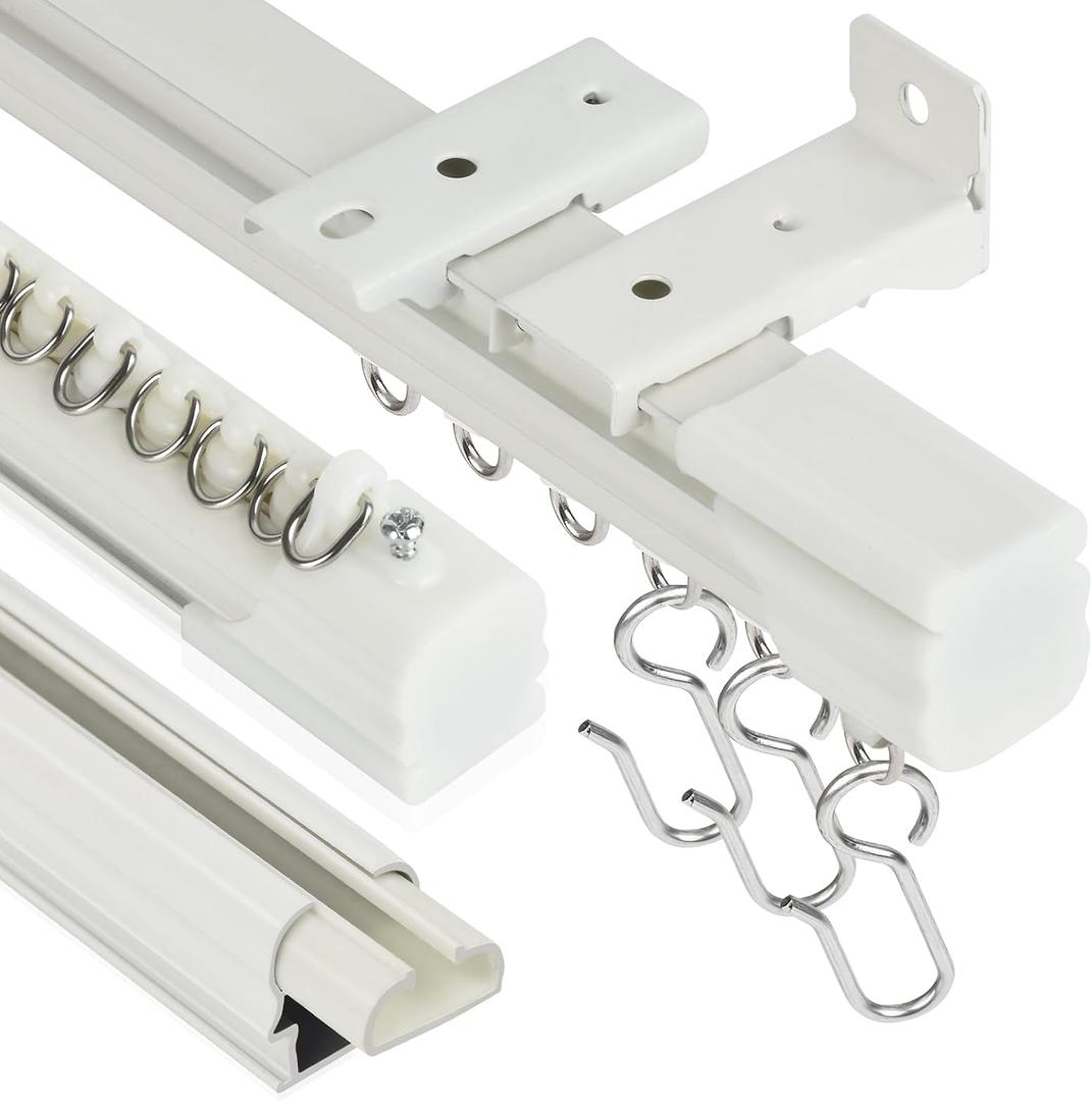 Ceiling Curtain Track, 3ft-9ft Aluminum Ceiling Curtain Track Set, Heavy Duty Curtain Rails Wall Mount Track Curtains System Room Divider (3PCS)