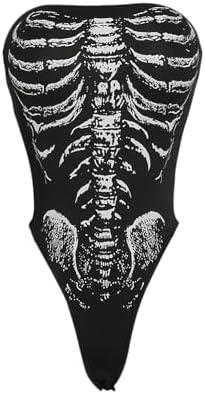 Milumia Women's Goth Punk Tube Top Y2k Strapless Fitted Bodysuit Party Clubbing Size Medium