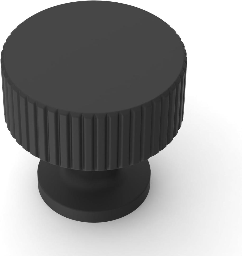 Asidrama 10 Pack Matte Black Kitchen Cabinet Knobs Drawer Cabinet Hardware Zinc Knobs for Dresser Drawers (Single Hole Knob)