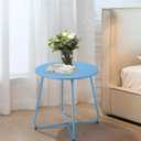 Meluvici Patio Outdoor Side Table Waterproof Round Metal Steel Small Side Table Weather Resistant Portable Outdoor and Indoor End Table for Garden Balcony Yard, Blue