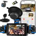 360 4 Channel 1080P Dash Cam Front and Rear Inside,3 Dash Camera for Cars Car Camera with WiFi,APP Control,IR Night Vision,Loop Recording,G-Sensor,Parking Assistance,24H Parking Monitor+64G SD