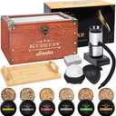 Cocktail Smoker Kit - Whiskey Smoker Kit with Smoking Gun, Smoker Box, 6 Flavors Wood Chips with Whiskey Stones & Ice Mold - Bourbon Old Fashioned Smoker Kit, Gifts for Men, Dad (Torch Not Required)