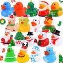 18pcs Christmas Mini Rubber Ducks Toys, Bath Duck Bulk Float Duck Baby Showers Accessories, Bath Toys for Kids Christmas Birthday Party Favors Gift Classroom Summer Beach Pool Party Games
