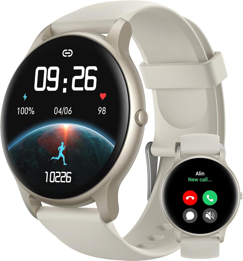 Parsonver Smart Watch (Answer/Make Calls), Smartwatch for Women Men, 100+ Sport Modes/Heart Rate/Blood Oxygen/Sleep Tracker, Pedometer, IP68 Waterproof Fitness Tracker for Android iPhone, Starry Silver
