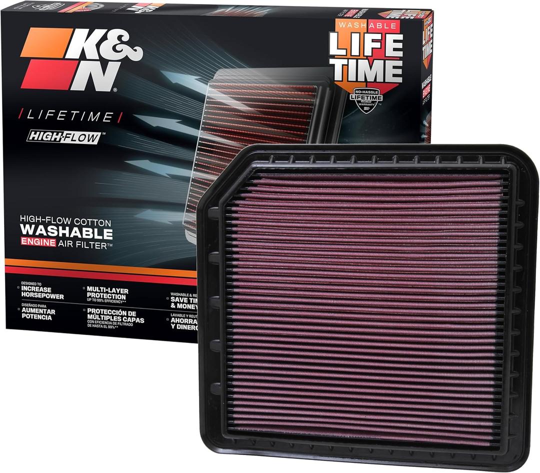 K&N High-Flow Original Lifetime Engine Air Filter: Increase Power: Premium, Washable: Compatible with 2010-2024 Infiniti/Nissan: QX56, QX80, Armada, Patrol, 33-2456