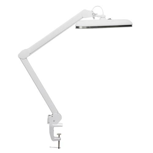 Kings County Tools LED Desk Lamp with Clamp - Architect Desk Light with Adjustable Swing Arm, Dual Light, and 16 Lighting Options - 32” Tall Task Lamp for Office Accessories (White)