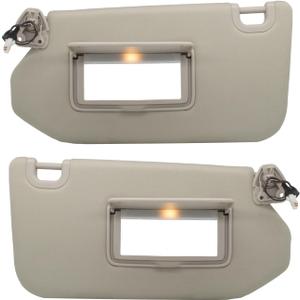 Driver Left & Passenger Right Side Sun Visor Replacement Compatible with2013-2018 Pathfinder 2014-17 Infiniti QX60 and 2013 Infiniti JX35 with Lamp & Mirror Replaces 96401-9PB0A 964009PB0A Color Beige