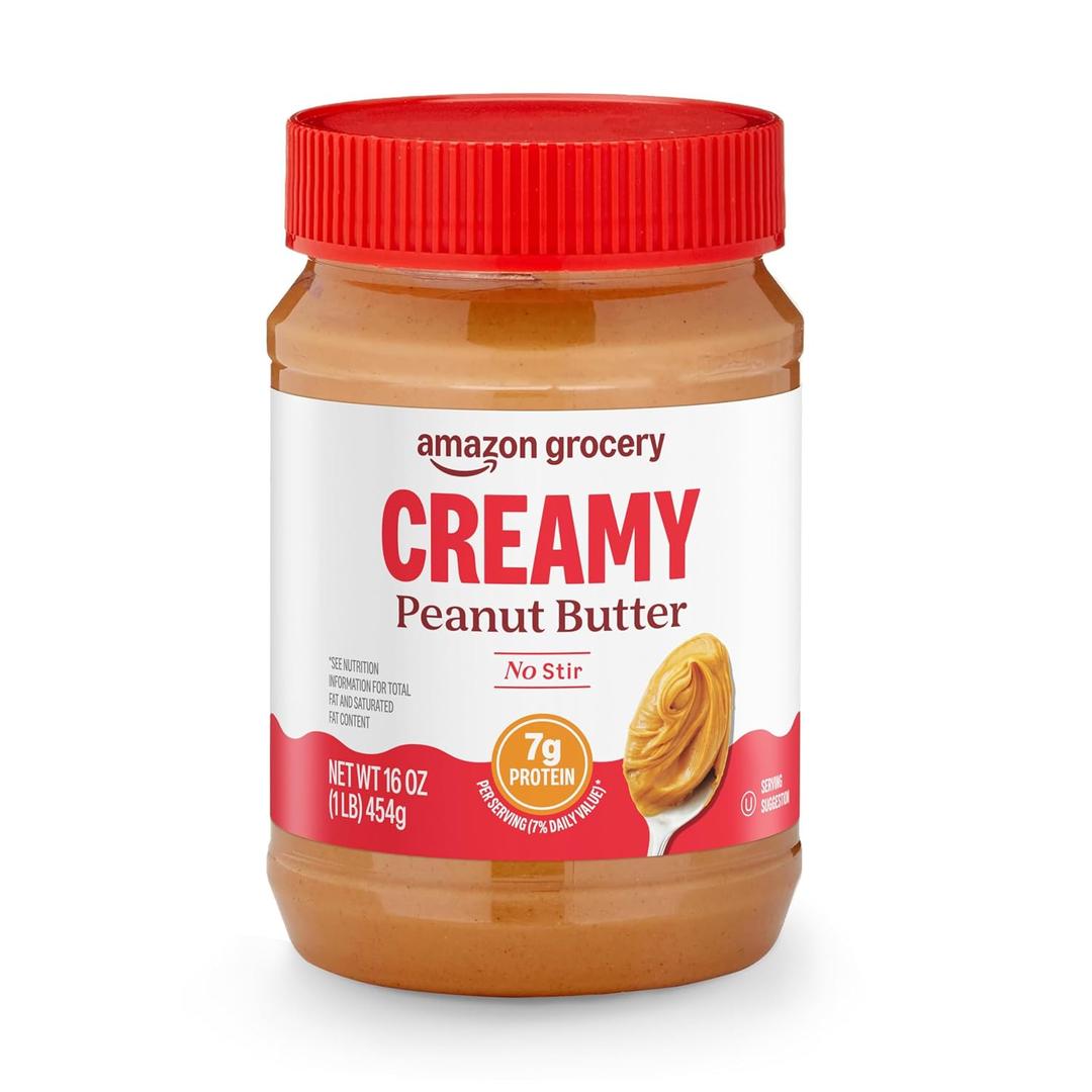 Amazon Grocery, Creamy Peanut Butter, No Stir, 16 Oz (EXP 03/22/27)