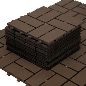 Domi Plastic Interlocking Deck Tiles, 27 Pieces One Pack, 12"x12" Waterproof Outdoor Flooring All Weather Use Decking Tiles for Shed Floor Porch Poolside Garden Backyard, Dark Brown