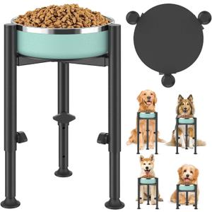Adjustable Dog Bowls Elevated Stand, 4 Heights, Wide 6-10", Oppro Metal Raised Tall Single Dog Food Bowl Holder, Upgrade Lifted Water Feeder with Tray for Medium Large Small Breed, H: 8”/ 10”/ 12”/ 13.8”