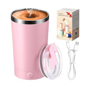 hatisan Self Stirring Coffee Mug With Lid Electric High Speed Self Stirring Mug 400ml Rechargeable Detachable Stainless Steel Self Stirring Cup for Coffee, Milk, Cocoa Christmas Gift(Pink)