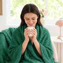 BEDELITE Fleece Throw Blanket for Couch & Bed - 3D Jacquard Decorative Dark Green Blanket, Super Soft and Cozy Warm Fuzzy Blanket All Seasons Suitable, 60x80Inches
