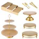 BUQ 10 PCS Gold Cake Stand Set, Metal Dessert Table Display Set with Cupcake Stand and Cake Stands for Party, Wedding, Birthday, Anniversary, Baby Shower, Thanksgiving, Christmas