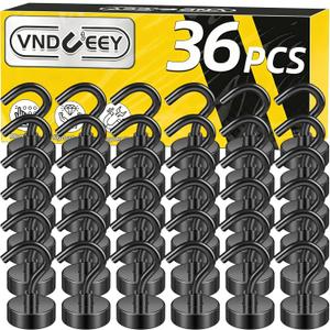 VNDUEEY 36 Pack Black Magnetic Hooks, 25Lbs Heavy Duty Magnetic Hook, Strong Metal Magnet Hooks for Cruise Cabin, Magnets with Hook for Kitchen, Garage, Classroom, and Office