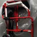 Medline Ultra Lightweight Transport Wheelchair for Adults, Foldable, 19-Inch Seat Width, Red Frame, Black Upholstery