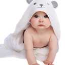 HIPHOP PANDA Hooded Towel - Rayon Made from Bamboo, Bath Towel with Bear Ears for Newborn, Babie, Toddler, Infant - Absorbent Large Baby Towel - Bear, 30 x 30 Inch (30x30 Inch (Pack of 1))