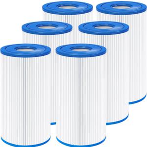 Type A or C Filter Cartridge for Intex 59900E and 29000E Filter Pump, Washable Filters for Pool Fits 500, 530, 800, 1000 & 1500 GalHr Filters 6 Pack