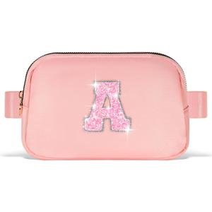 Uygafly Graduation Gifts for Teens Kids Daughter Sister Her - Birthday Gifts for 3 4 5 6 7 8 9 10 11 12 13 Year Old Girls,Fanny Pack Crossbody Bag Belt Bag Cute Trendy Stuff | Peach,Initial A
