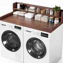 2-Tier Washer Dryer Countertop, 54" W x 27.5" D Laundry Countertop Cover with Non-Slip Pad,Large Space Laundry Topper for Laundry Room Organization (Brown)