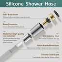 Silicone Shower Hose Extra Long,Explosion Proof Anti Winding Showerhead Hose,Used In Showerheads Spray Bidet Bathing Toilet Cleaning Flexible RV Shower Hoses Replacement (Silver, 48 In)