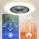 Buroraix,Ceiling Fans with Lights and Remote,Dimmable LED Modern Bedroom Fan lamp,Low Profile Ceiling Fan,Flush Mount Ceiling Fan lamp Black,Quiet,Living Room Kids Room,Kitchen,Office,Restaurant