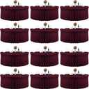 12 Pack 132inch Burgundy Round Tablecloth, Circle Stretch Table Cloths for 6 FT Tables, Wrinkle Free Round Table Skirt for Wedding Birthday Photography Party Social Events Engagement Party Decoration