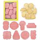 MIANXIAOXIN 8 Pcs Happy Birthday Cookie Molds Birthday Cake Bear 3D Biscuit Mould Baking Tool English Number Letter Cartoon Stamps for Biscuits(8-Birthday)