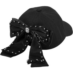 Women Satin Bow-Tie Baseball Cap Silky Elastic Strapback Trucker Hat Trendy Cute Bowknot Ponycap Summer Outdoors Sun Cap