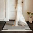GRANNY SAYS Door Mat, 32" x 20" Welcome Mat Outdoor Rugs Non-Slip, Dirt Absorb Front Door Mat Outside Entrance, Low Profile Inside Floor Mat, Rugs for Entryway Indoor, Black & Beige Stripe