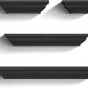 SRIWATANA Black Floating Shelves, Solid Wood Storage Wall Shelves Set of 4 Display Ledge Shelves Decor for Bedroom, Living Room, Bathroom, Kitchen - Black, L: 8/ 12/ 20/ 24In X W: 4In X H: 3In