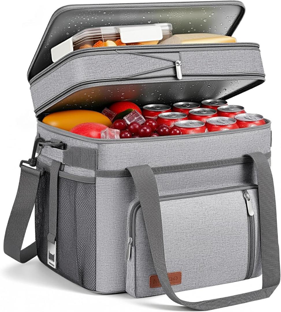 MIYCOO Cooler Bag Double Deck - 60 Can Leakproof Insulated Portable Soft Lunch Cooler, Extra Large Expandable Ice Chest Cooler for Beach, Picnic, Camping, Shopping, 30L