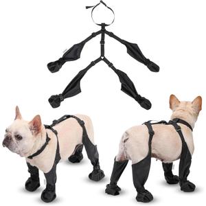 SKINGS Waterproof Dog Boots, Dog Paw Protector for Dogs, Adjustable Pet Shoes for Outdoor Walking Soft Dog Shoes Pets Paws Protector, Black