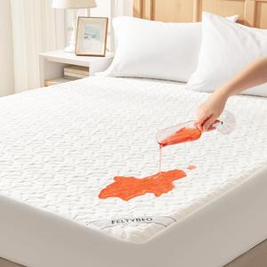 Waterproof Mattress Protector Twin XL Size, 40% Rayon Derived from Bamboo Mattress Bed Cover, 3D Air Fabric Breathable Mattress Pad Fitted with Deep Pocket 6"- 15" Machine Washable (White)