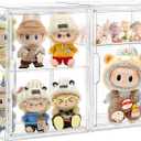 Acrylic Display Case for Collectibles, Clear Storage Bin with 3 Adjustable Layers and1 Removable Divider, Stackable Clear Storage Box with Magnetic Door for Figures, Home or Office, Large,2Pack