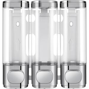 3-in-1 Room Wall Mounted Bathroom,Shower Pump Dispenser and Organizer,Dispensers for The Shower,Shampoo and Conditioner Dispenser,Shampoo Dispenser for Shower(Silvery)