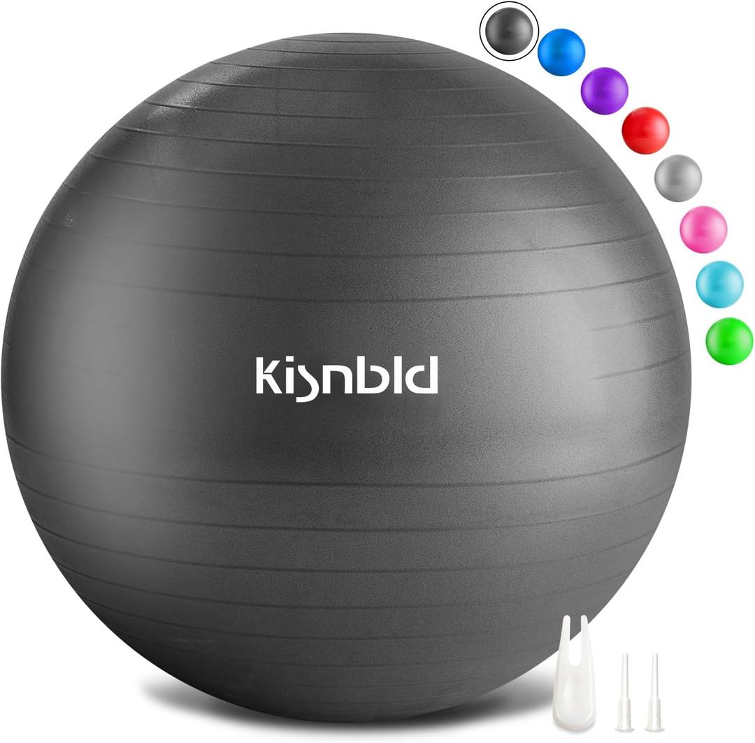 Exercise Ball, Extra Thick Yoga Ball for Workout Pregnancy Stability, 4 Sizes Anti-Burst Balance Ball with Foot Pump - Heavy Duty Fitness Ball Chair for Office, Home & Gym (XL(27"-30",68-75cm), Jet Black)