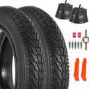 2-Pack 20x4.0 Fat Bike Tire, 20 Inch Mountain Bike Tires & Tubes Set, Folding Replacement Bicycle Tires with Tire Levers for Off-Road Bike, Ebike (Black)