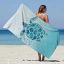 Irisbell Cotton Beach Towel 63 x 32 inch Large Sand Free Towels for Travel,Quick Dry Absorbent Swimming Beach Towels for Pool Yoga Gym Camping (Sea Turtle - Blue)