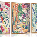 CHDITB Abstract Matisse Framed Canvas Wall Art Set, Colorful Nature Inspired Wall Decor, Modern Home Art Spiritual Wall Painting, Eclectic Gallery Art Prints for Living Room Bedroom Office 24"x36"x3