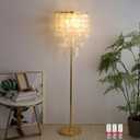 Shell Floor Lamp, Rustic Standing Light, Elegant 3 Lights Shell Lamp for Living Room Bedroom Gold Finish (Metal Base)