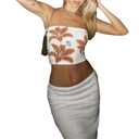 Women Y2k Tube Top Summer Strapless Bandeau Crop Top Aesthetic Going Out Tops A1 White M (M)