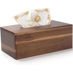 Tissue Box Cover Rectangle, Wood Tissue Box Holder, Wooden Facial Paper Holder for Bathroom, Bedroom, Dinner Table, Office (1 Pack, 9.8 x 5.5 x 3.7 inch)