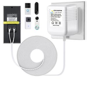 XZGm18V500MA doorbell Power Adapter, Video doorbell Special Power Transformer, Compatible with Ring, Nest, Eufy, Wyze, Arlo Wireless Video doorbell (with 196in Cable White)